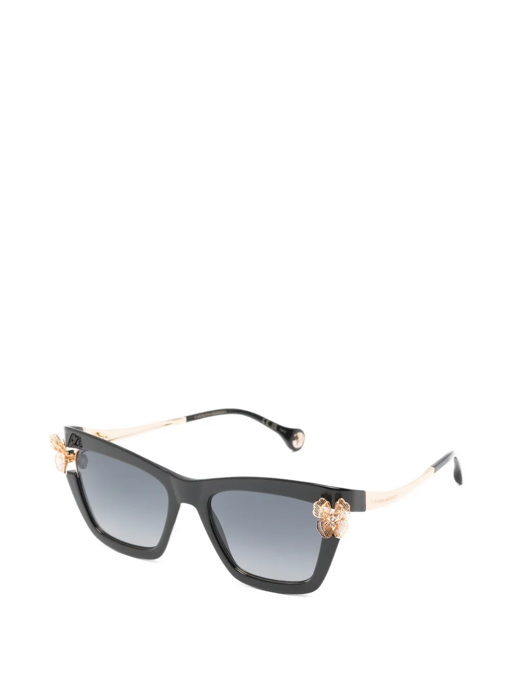 Carolina Herrera flower-embellished square-frame sunglasses Zwart