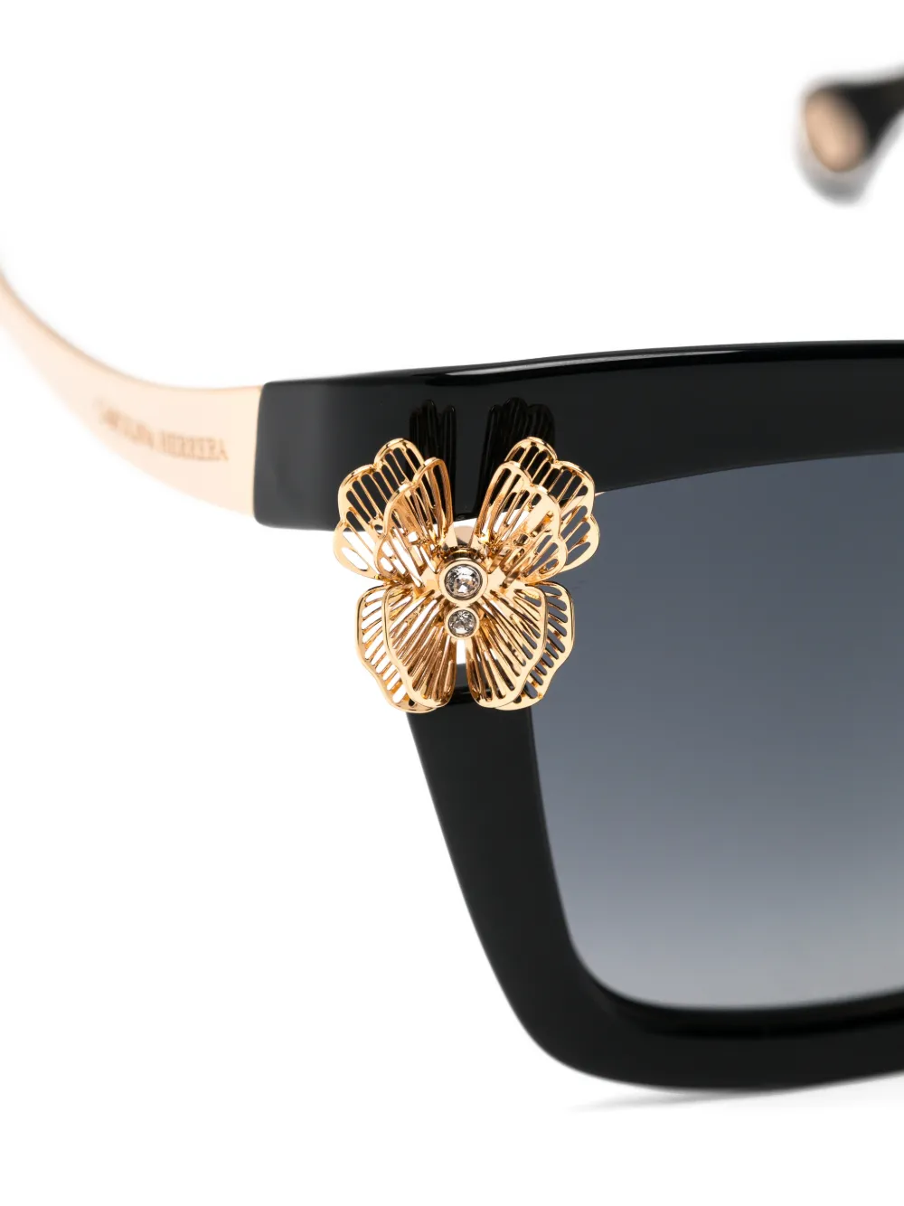 Carolina Herrera flower-embellished square-frame sunglasses Zwart