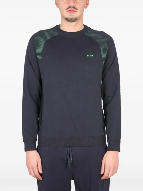 BOSS logo-print striped-panel sweater