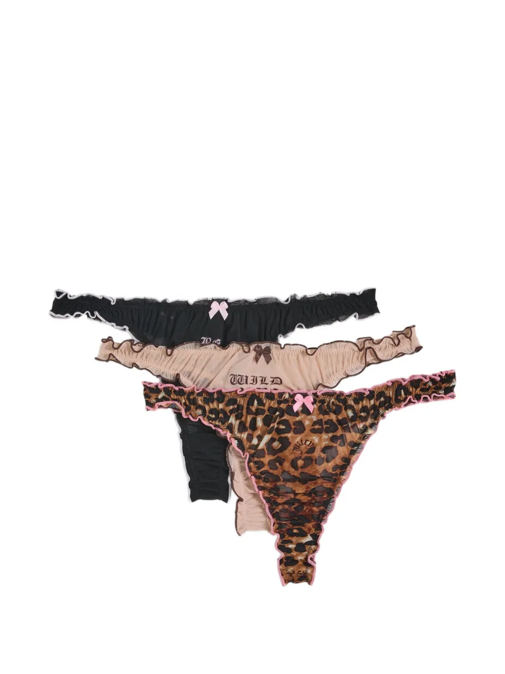 Juicy Couture frill-trim mesh thongs (pack of three) - Marrone
