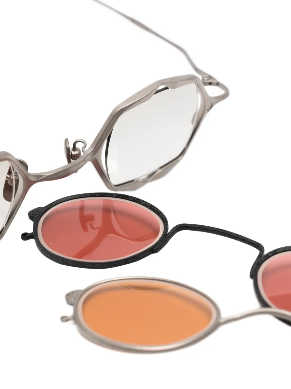 Rigards x Ziggy Chen zonnebril met geometrisch montuur en clip-on Grijs