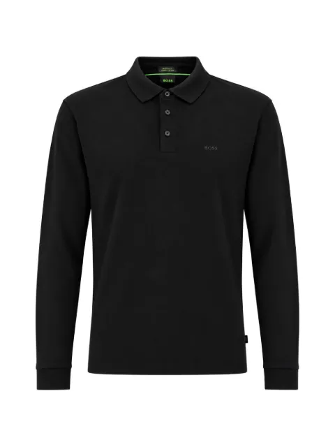 BOSS long-sleeved polo shirt in interlock cotton with logo