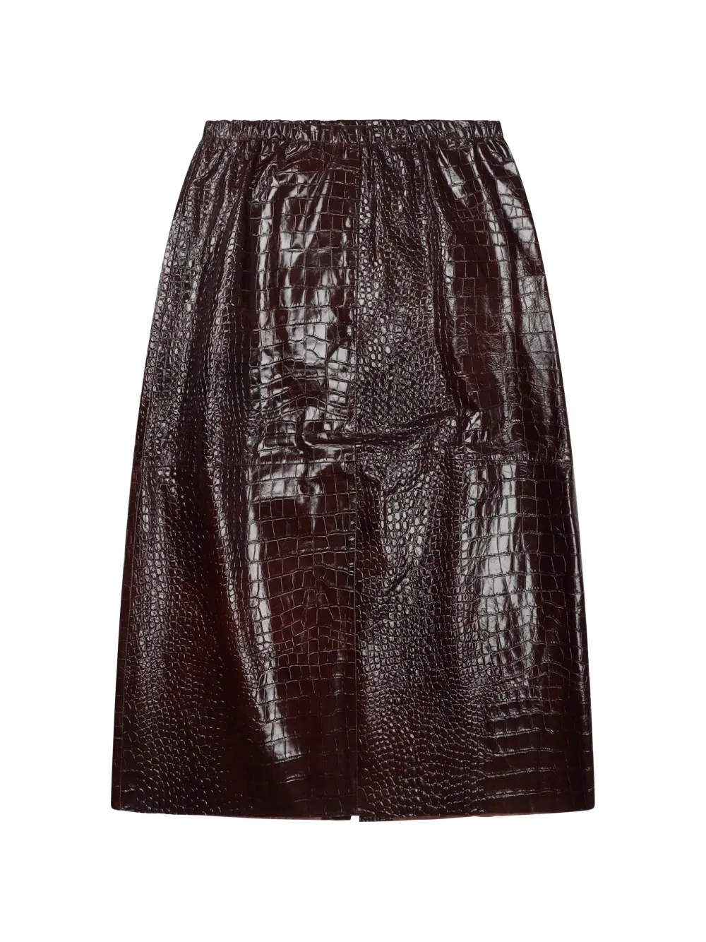 Alysi croc-effect leather midi skirt - Marrone
