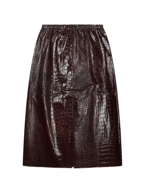 Alysi croc-effect leather midi skirt