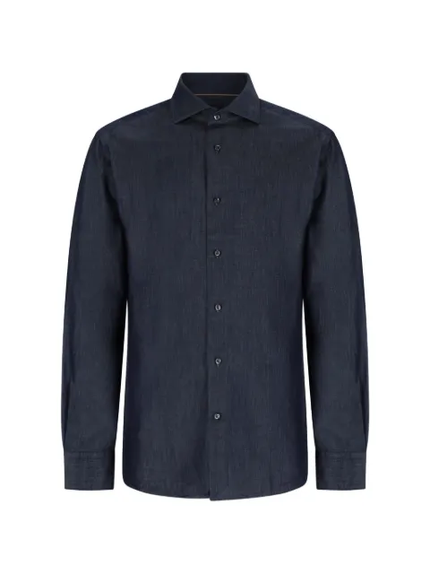 BOSS slim-fit shirt in denim with cashmere