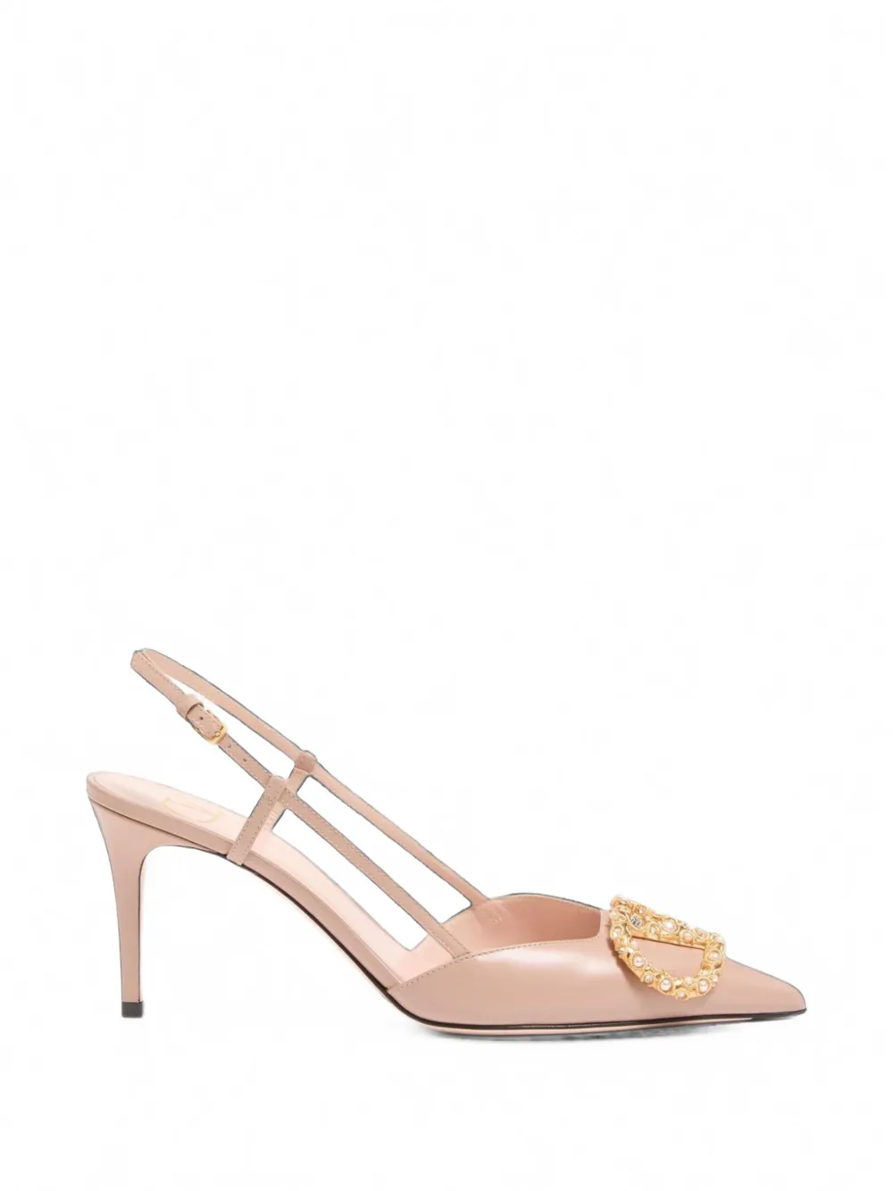 Valentino Garavani VLogo Signature slingback calfskin pumps with jewel logo 80mm