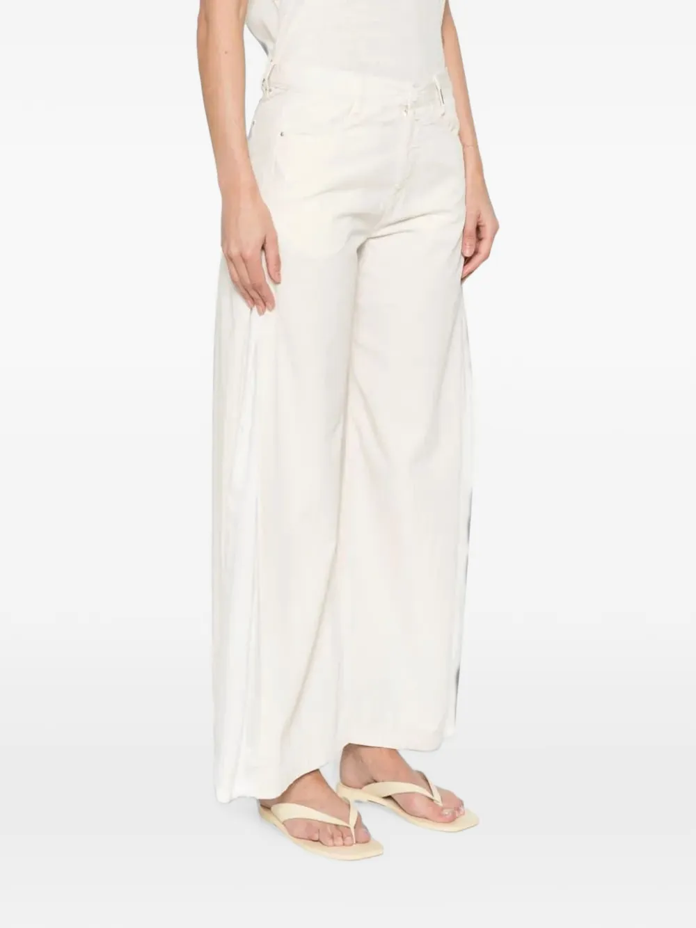 High Side-panel Wide-leg Trousers In White