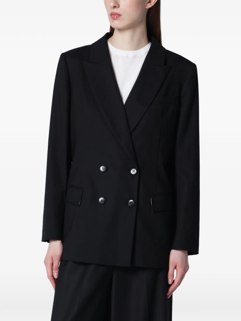 VITOVI double-breasted silk jacket - Nero