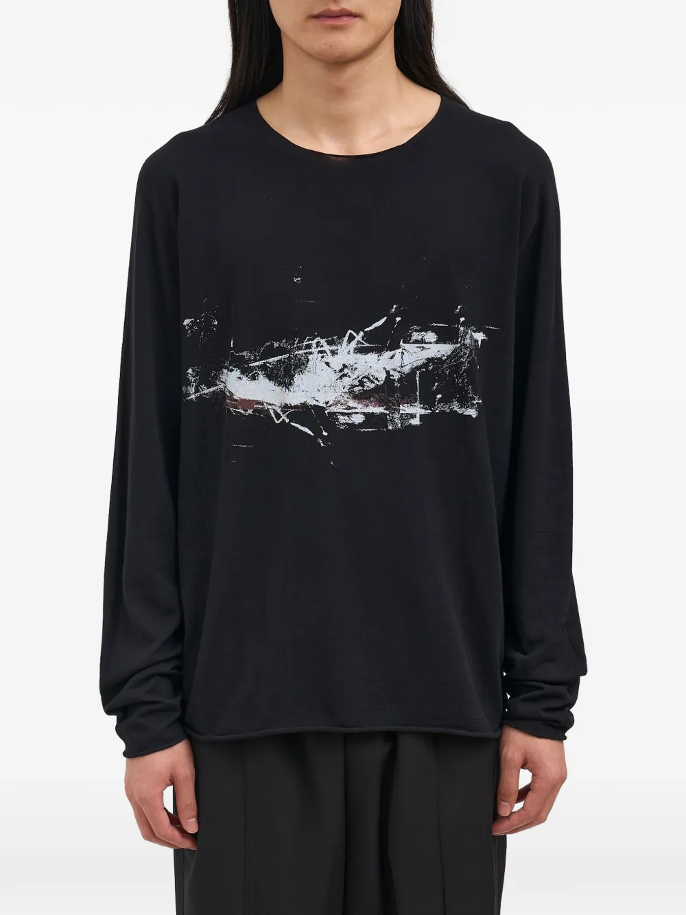 Isabel Benenato graphic-print long-sleeve top