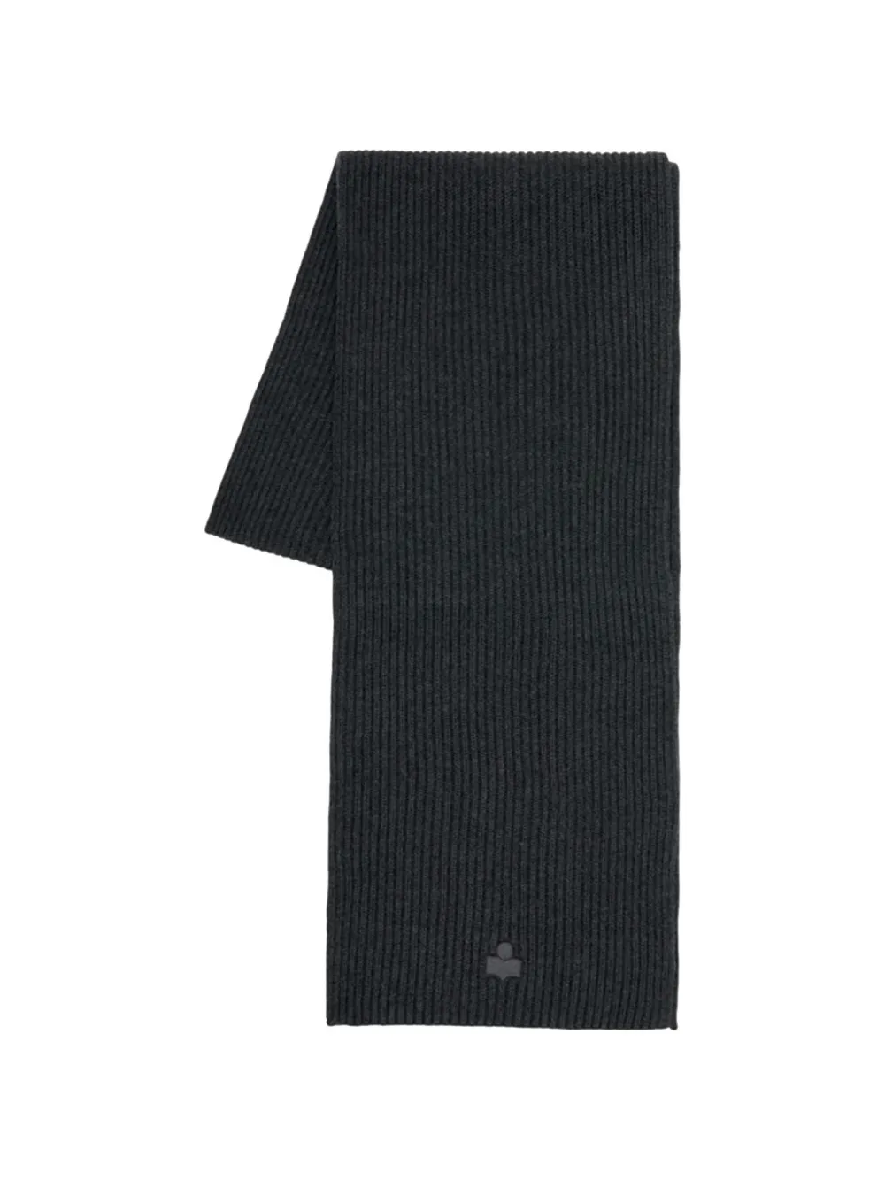 ISABEL MARANT ribbed-knit logo-patch scarf
