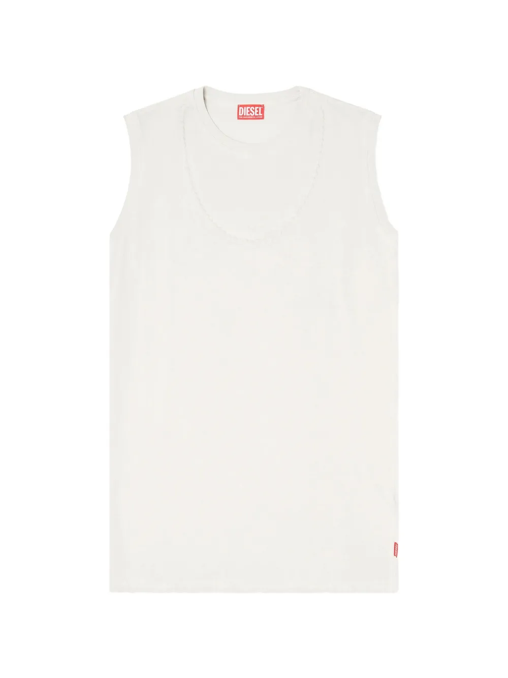 Diesel short cotton dress with embossed chain - Bianco