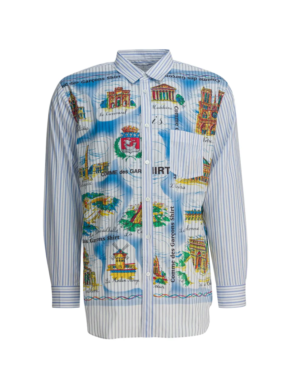 Comme Des Garçons Shirt Paris-print striped shirt