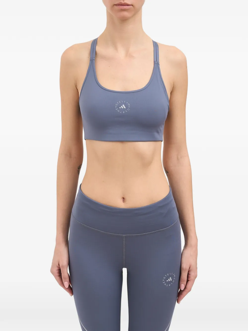 adidas by Stella McCartney logo-print racerback tank top - women - Recycled Polyester/Elastane/Recycled Polyester/Elastane/Recycled Polyester/Ela...