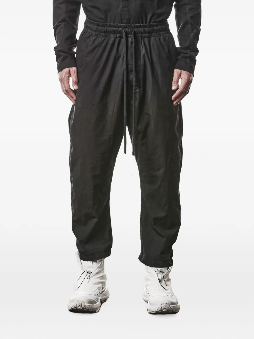 Thom Krom Drop-crotch Drawstring Trousers In Black