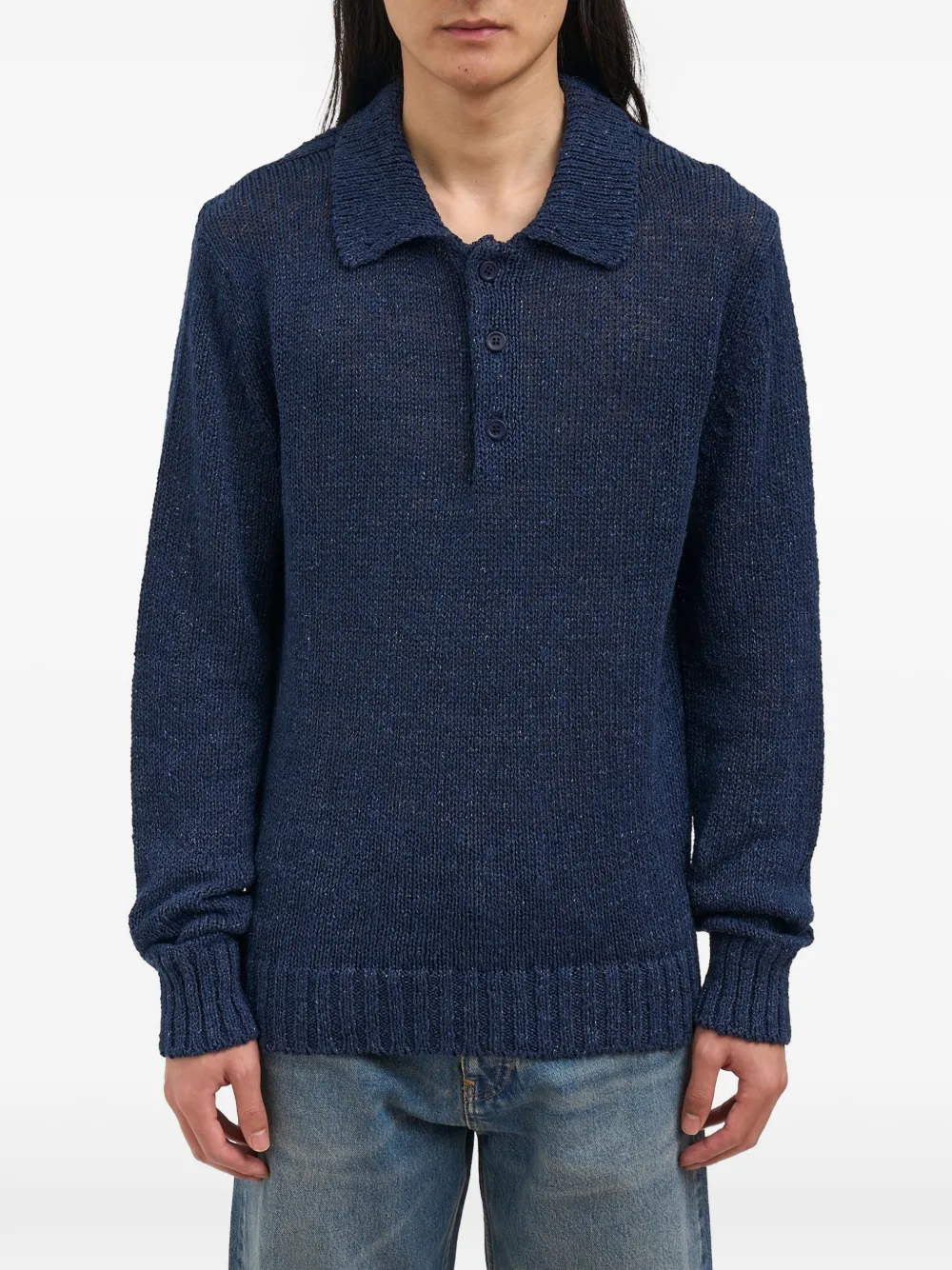 Sunflower button-fastening long-sleeve sweater