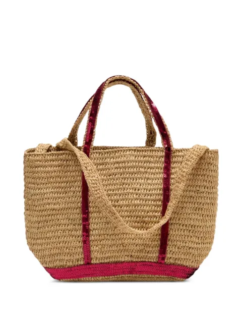 Vanessa Bruno sequin-embellished raffia tote bag