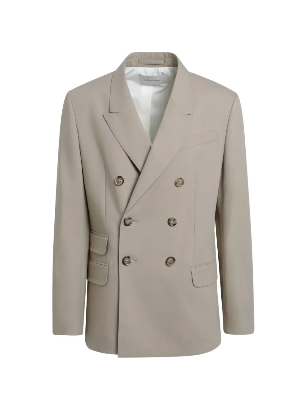 AMI Paris beige double-breasted virgin wool gabardine jacket