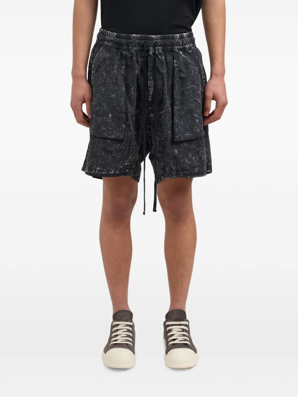 Thom Krom marble-print drop-crotch shorts