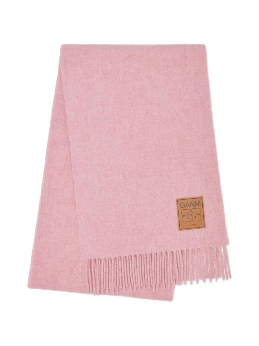 GANNI double-face logo-patch scarf