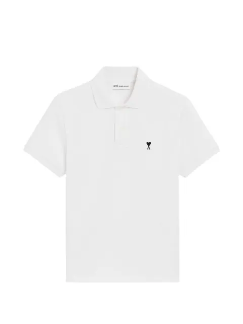 AMI Paris white cotton short sleeves Ami de Coeur polo shirt