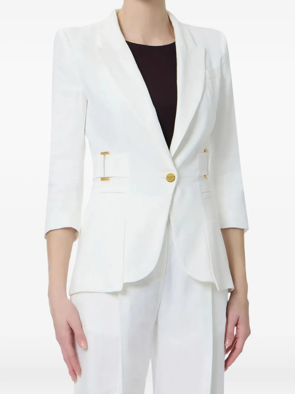 Elisabetta Franchi logo-plaque single-breasted blazer