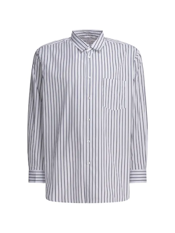 Comme des Garçons Striped-pattern Pocket-detail Shirt in White