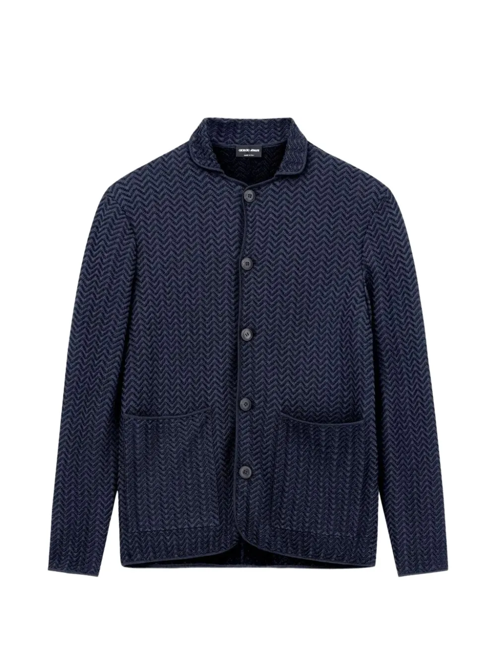 Giorgio Armani chevron-knit button-up jacket