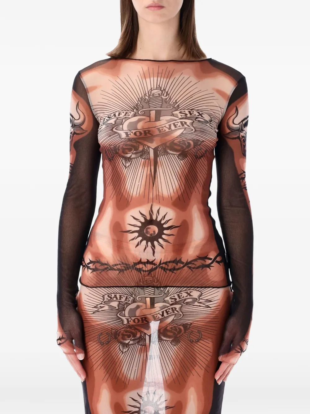 Jean Paul Gaultier re-edition The Safe Sex Tattoo top Beige