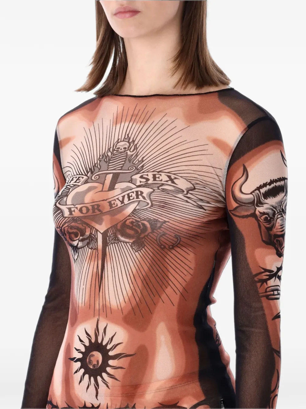 Jean Paul Gaultier re-edition The Safe Sex Tattoo top Beige