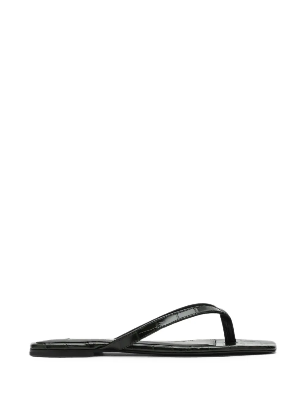 TOTEME tongs à effet peau de crocodile vert foncé - Noir