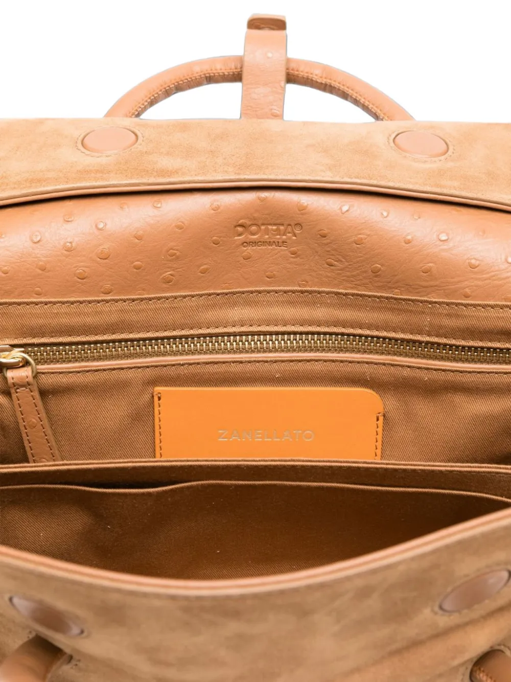 Zanellato Kleine Dotta leren shopper met reliëfeffect Bruin