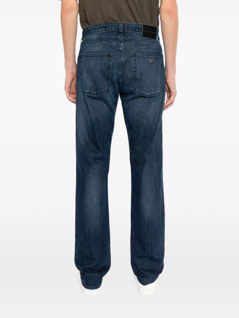 Emporio Armani faded-effect straight-leg jeans Blauw