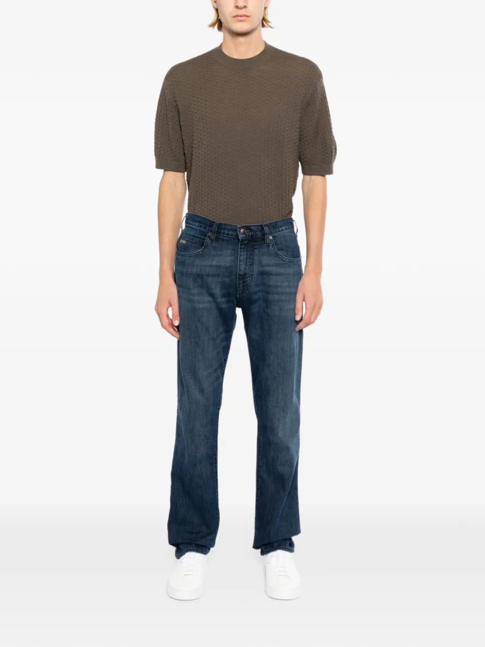 Emporio Armani faded-effect straight-leg jeans Blauw