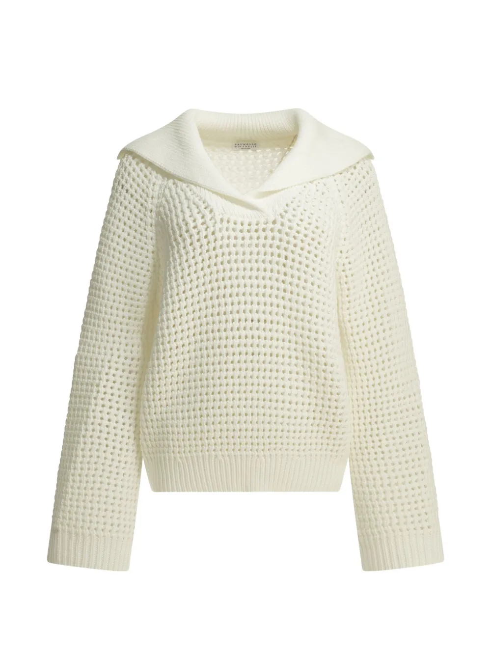 Brunello Cucinelli open-knit sailor-collar sweater - Toni neutri
