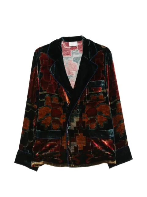 Pierre-Louis Mascia Kanpur velvet geometric-pattern blazer