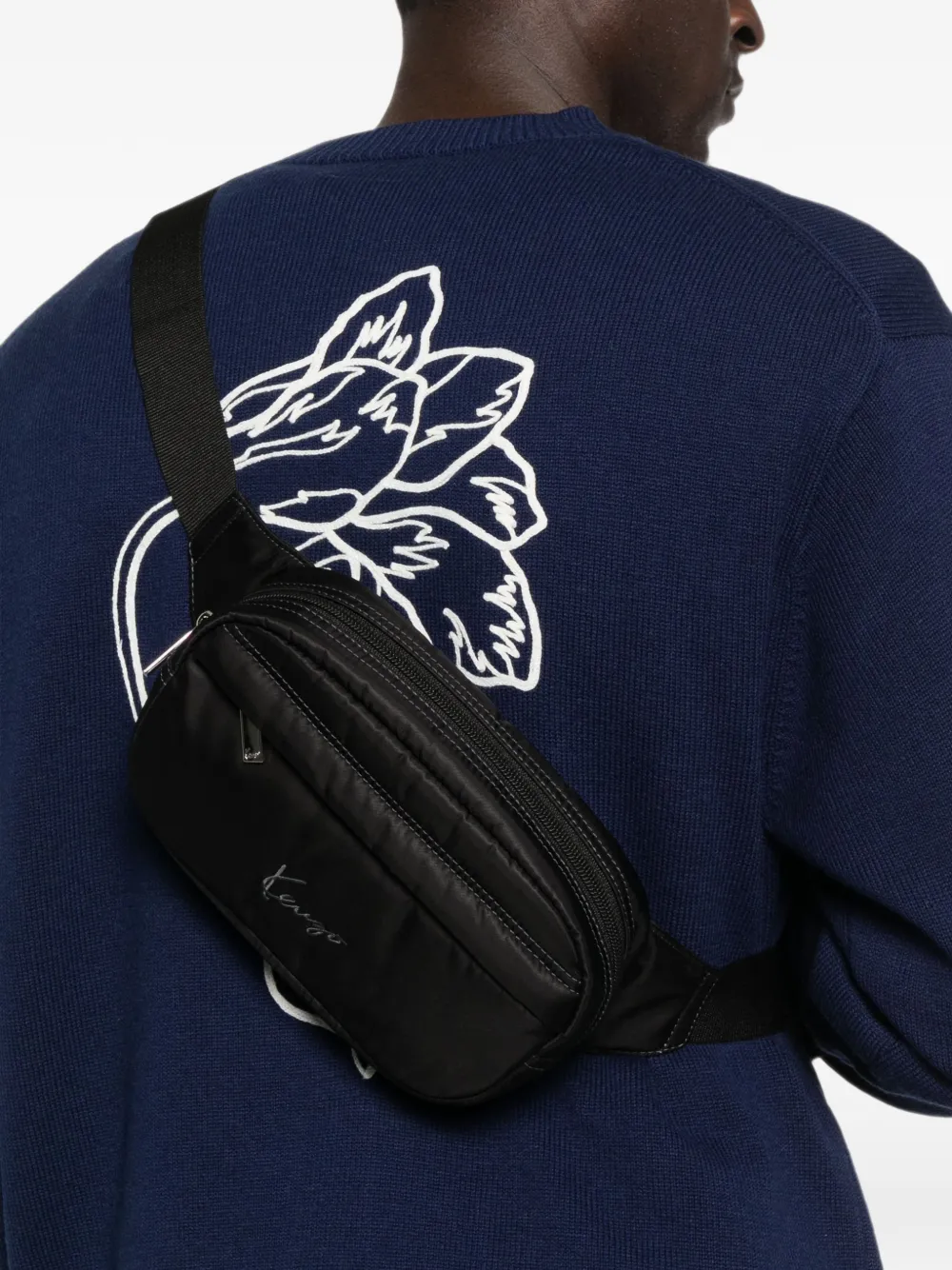 Kenzo logo-embroidered belt bag Zwart