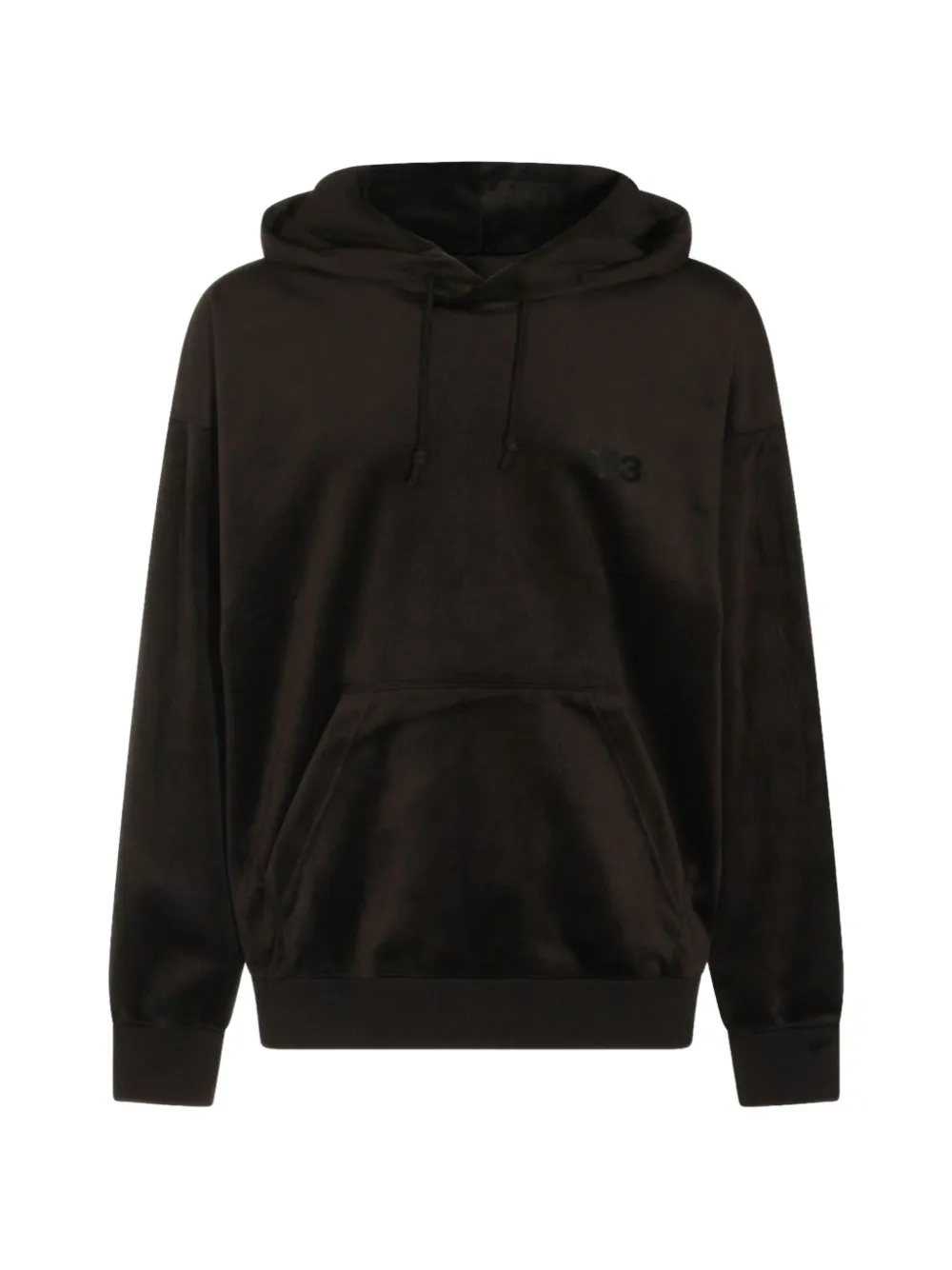 Y-3 logo-print velvet hoodie
