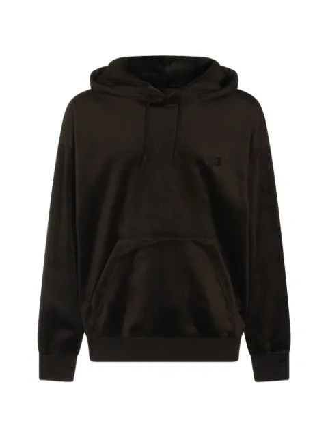 Y-3 logo-print velvet hoodie