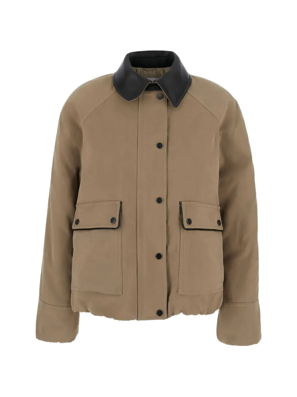 Brunello Cucinelli contrast-collar raglan-sleeve jacket - Toni neutri