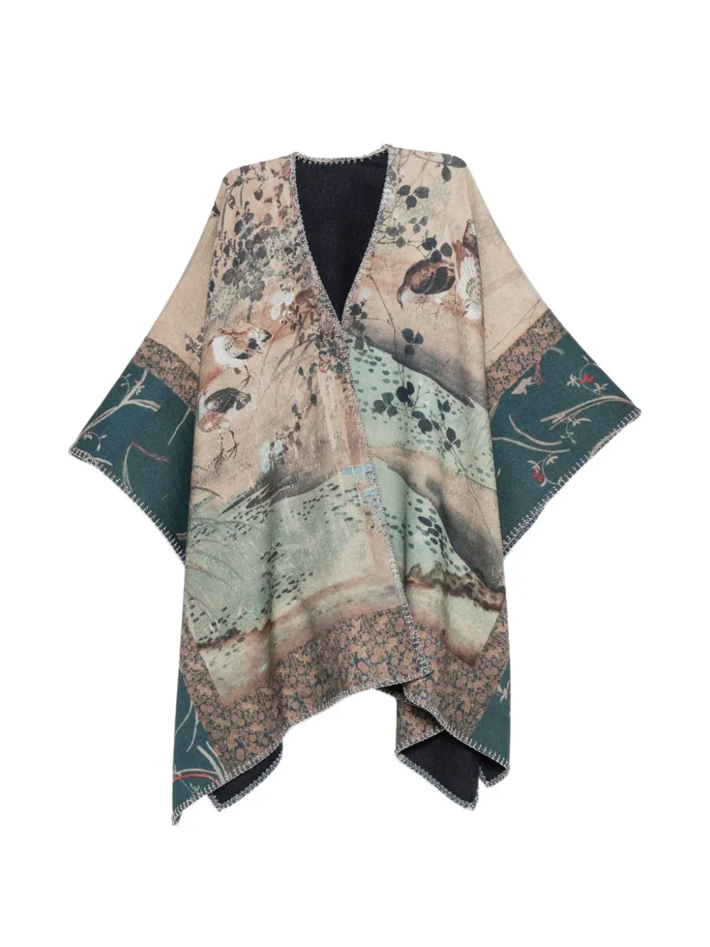 Pierre-Louis Mascia graphic-print blanket-stitch poncho