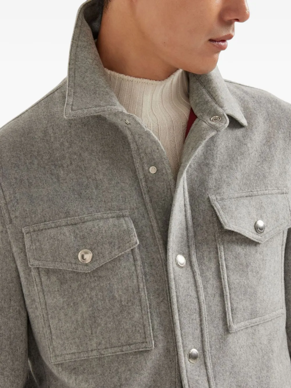 Brunello Cucinelli Lichtgewicht waterbestendig kasjmier shirtjack Grijs