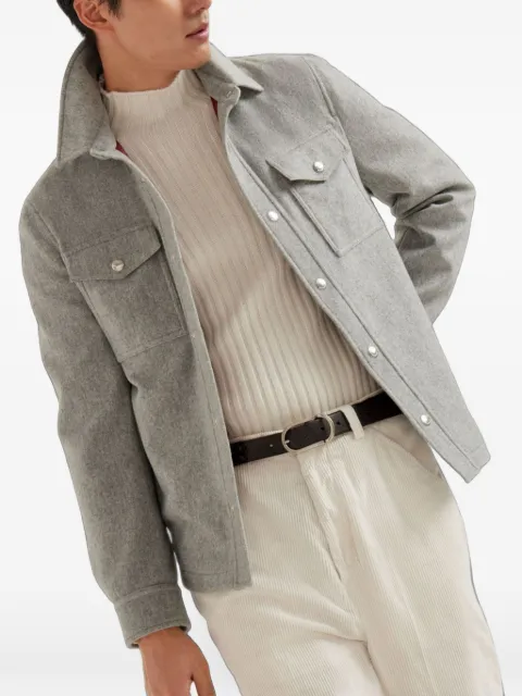 Brunello Cucinelli lightweight water-resistant cashmere shirt-style outerwear jacket