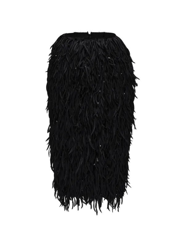 Magda Butrym Sequin-embellished Fringed Skirt in Black