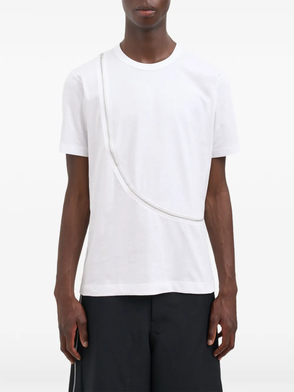 Comme Des Garçons Shirt zip-detail T-shirt - Bianco