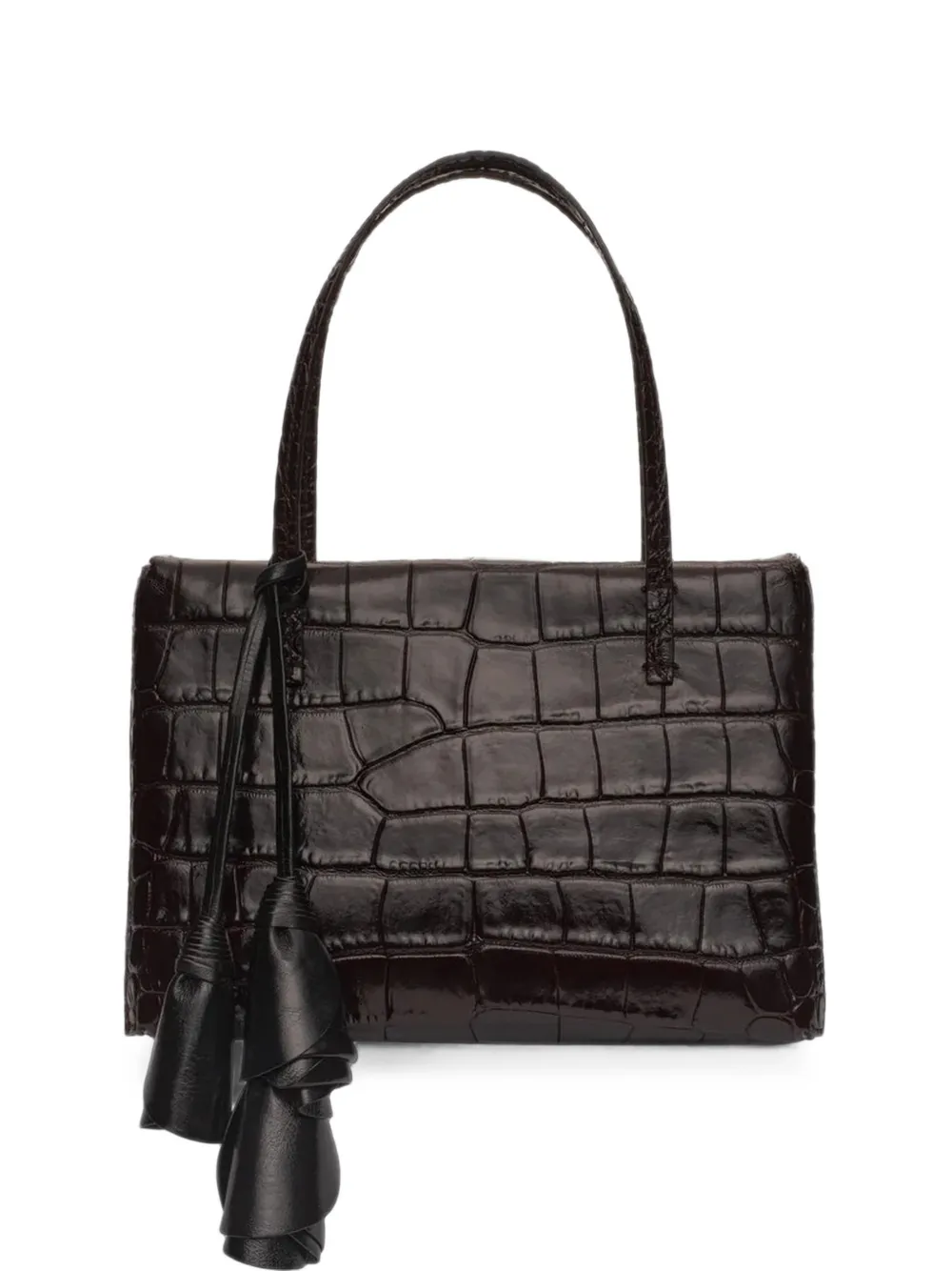 Magda Butrym Barbara croc-effect floral-pendant tote bag - Marron Magda Butrym Barbara croc-effect floral-pendant tote bag - Marron