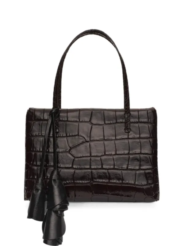 Magda Butrym Barbara Croc-effect Floral-pendant Tote Bag in Brown