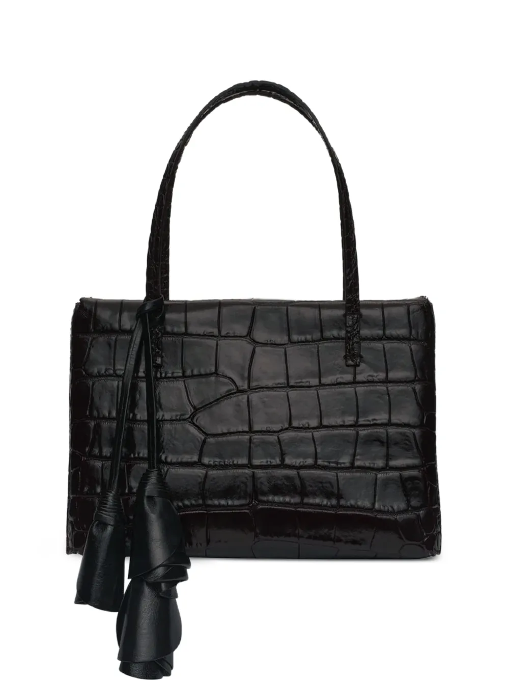 Magda Butrym Barbara croc-effect floral-pendant tote bag - Braun