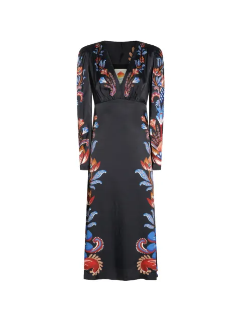 FARM Rio Energy floral puff-sleeve midi dress
