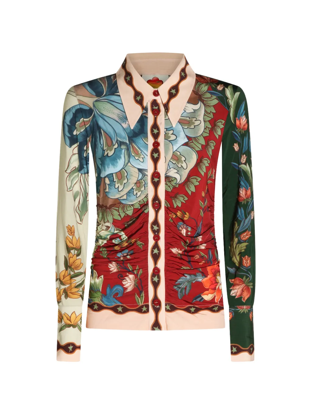 FARM Rio Lunar boho buttoned collared shirt - Rosso