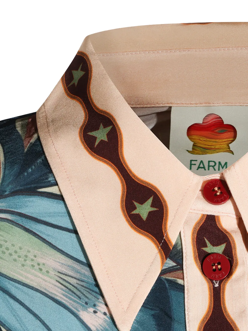FARM Rio Lunar boho blouse met kraag en knopen Rood